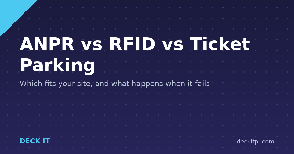 ANPR vs RFID vs ticket parking compared by site type